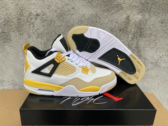 Air Jordan 4 Retro White Beige Black Yellow Men's Women's Basketball Shoes AJ4-22 - Click Image to Close